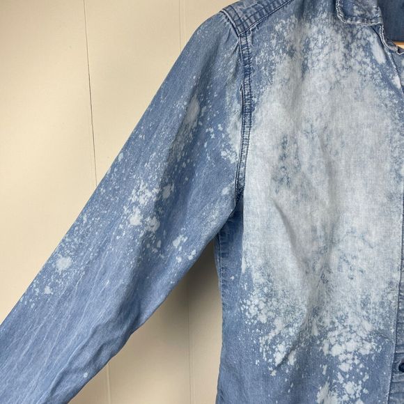 Simply Styled Upcycled DIY Bleach Distressed Blue Lyocell Top‎ Shirt Medium - Picture 4 of 7